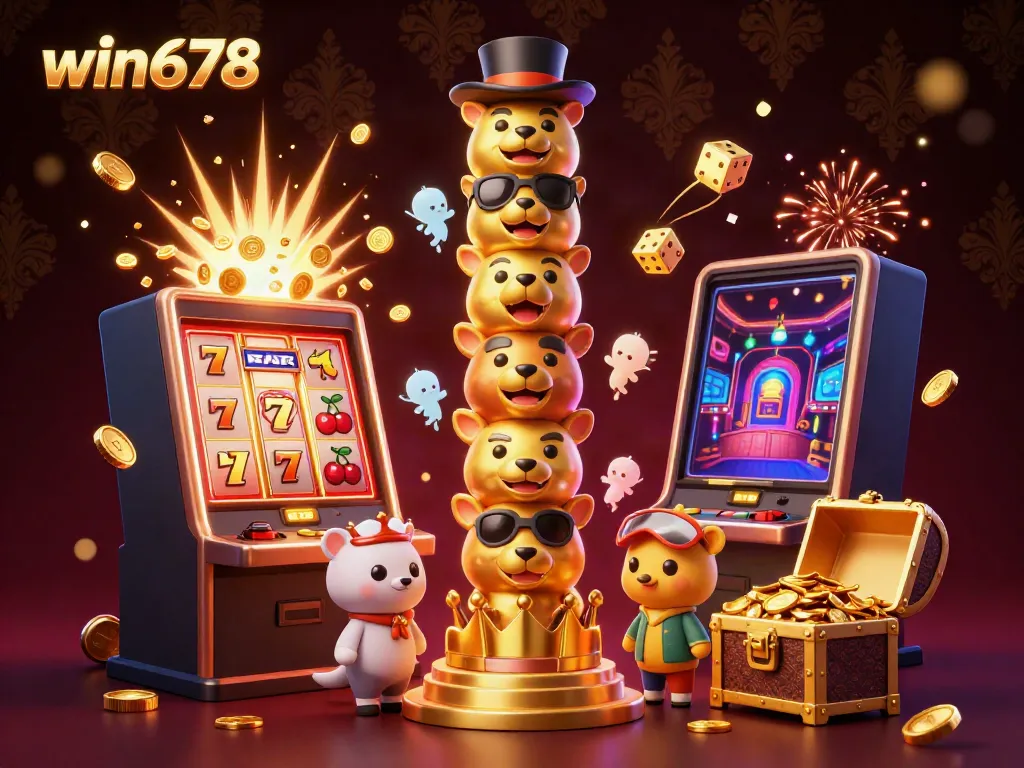 Experience the vibrant win678 slots scene with a golden totem and jackpot effects.