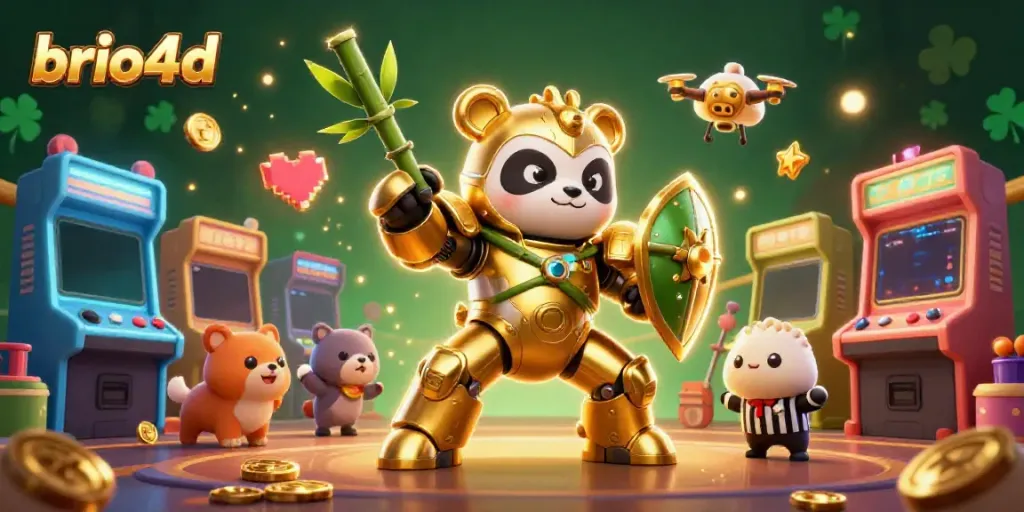 Engage with brio4d's immersive gaming world featuring vibrant characters and arcade elements.