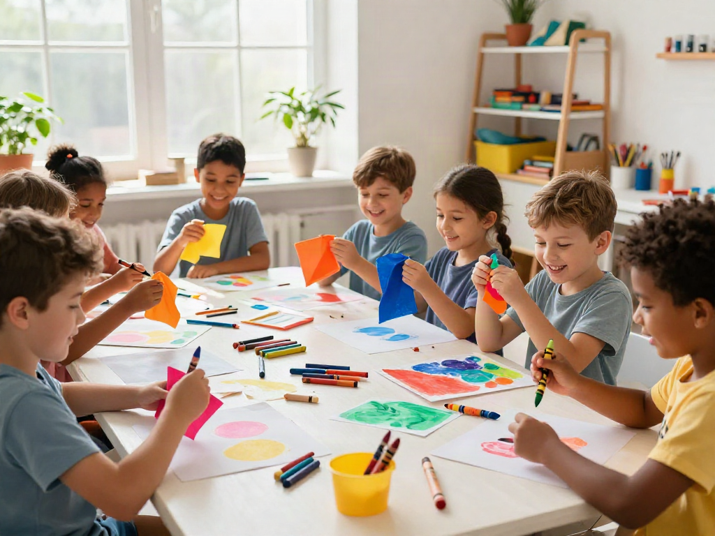 Children enjoying a crayon-making workshop from a professional crayon manufacturer.