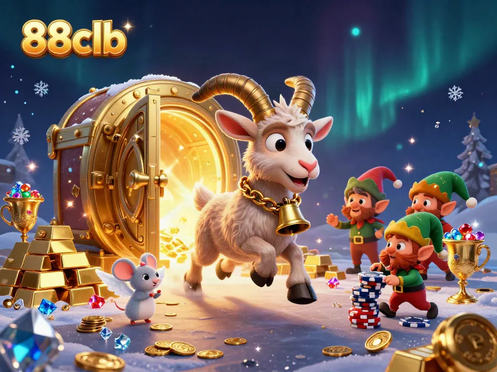 Engage in exciting gaming at 88clb's vibrant casino with festive characters and treasure.