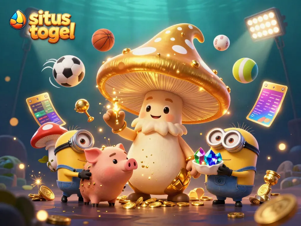 Engage with situs togel through a vibrant scene of a golden wizard and his pig treasure hunter surrounded by dynamic gaming elements.