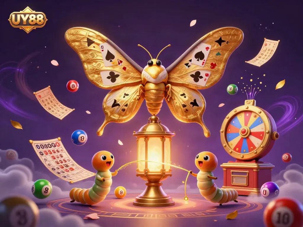 Experience UY88 with vibrant 3D visuals showcasing a fantasy casino environment filled with lively game elements.