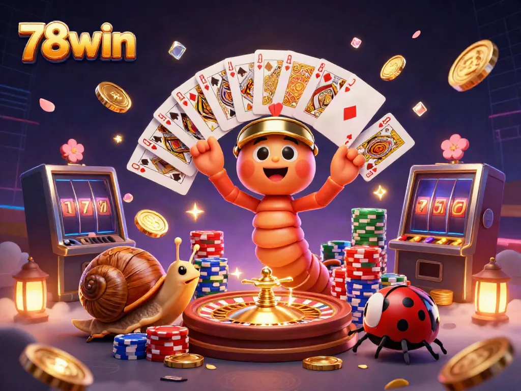 Experience thrilling gaming at 78win with animated characters and vibrant casino elements.