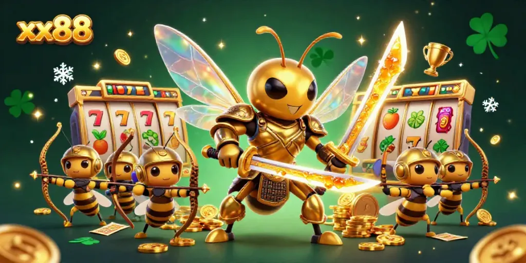 Experience thrilling gameplay at xx88 with vibrant slot elements and dynamic characters in a rich 3D illustration.