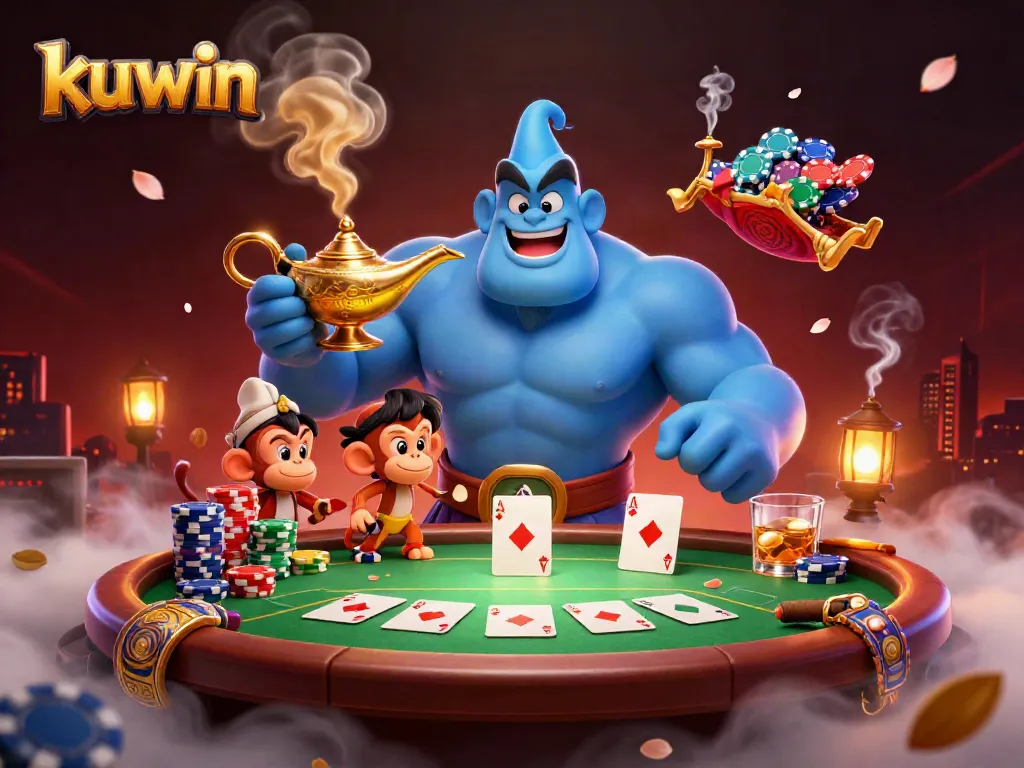 Experience thrilling moments at Kuwin with colorful poker chips and a magical atmosphere.