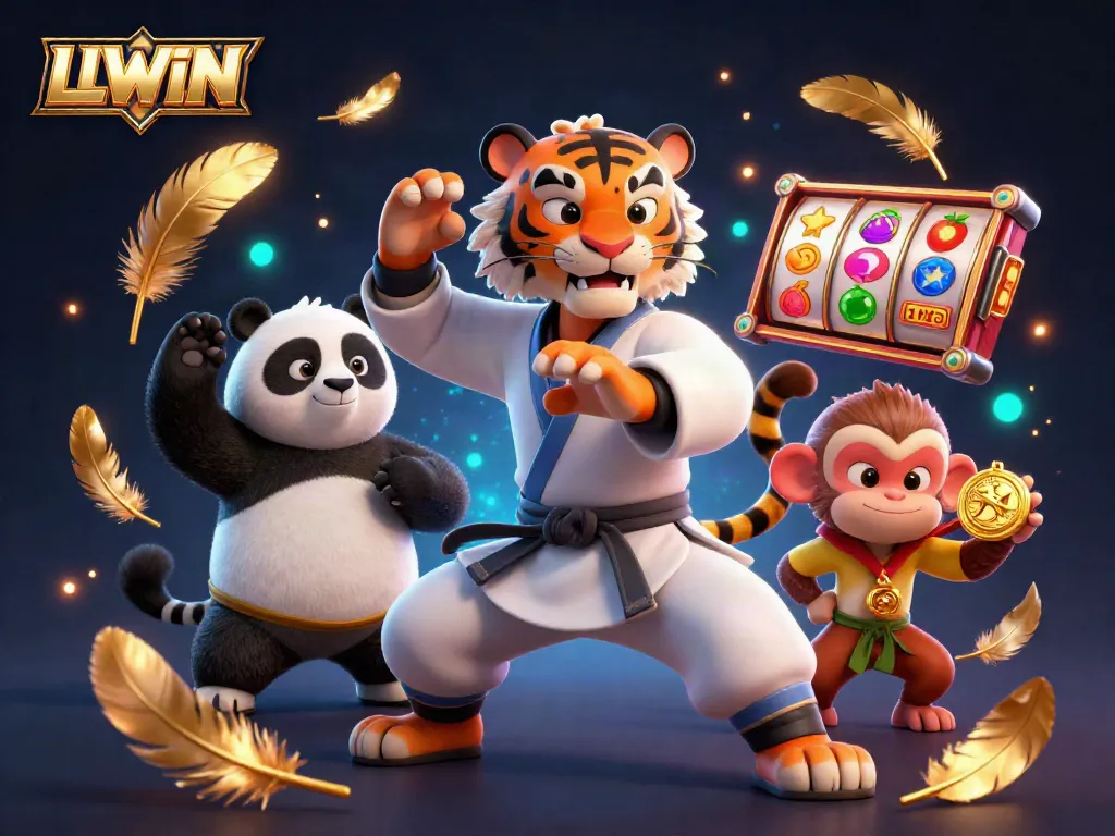 Experience thrilling wins at LLWIN casino with lively characters in a vibrant gaming scene.