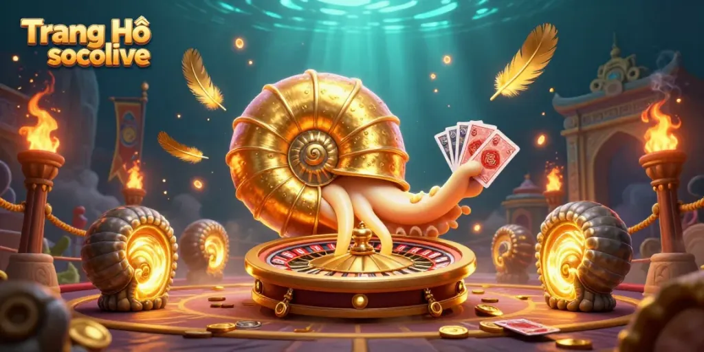 Experience the excitement of Trang Chủ socolive with a vibrant illustration of a giant nautilus roulette wheel.