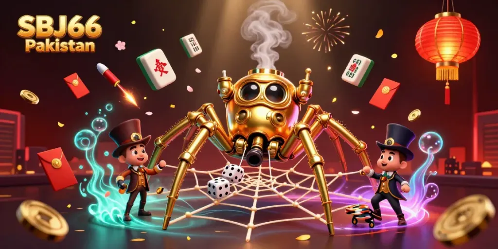 Experience thrilling online gaming action at SBJ66 Pakistan featuring vibrant characters and energetic casino elements.