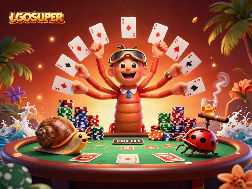 Experience thrilling action at LGOSUPER casino with our dealer showcasing a dazzling array of cards and chips.